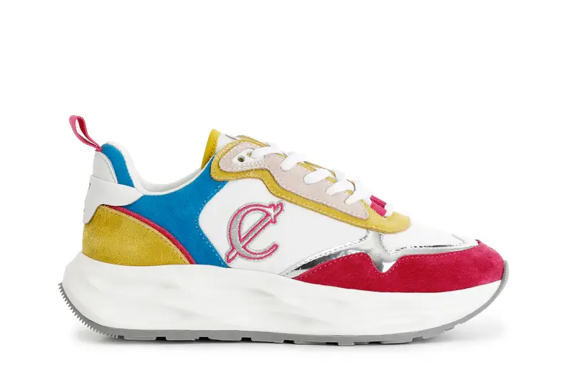 CafèNoir scarpe running in pelle scamosciata e tessuto multicolor