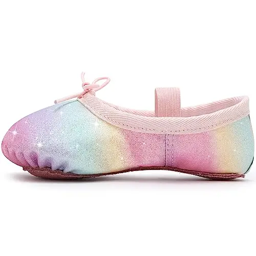Aiseyi Scarpette Danza Classica Bambina Glitterate Scarpe da Ballo Suola Intera Ballerina Scarpe per Ragazze Arcobaleno