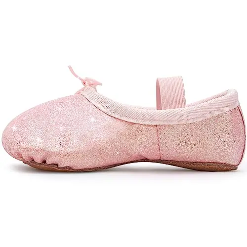 Aiseyi Scarpette Danza Classica Bambina Glitterate Scarpe da Ballo Suola Intera Ballerina Scarpe per Ragazze Colore Rosa