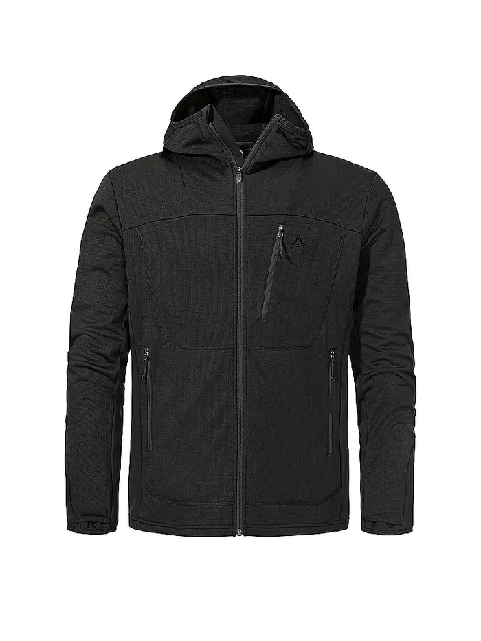 Schöffel Giacca in pile da uomo Milagle con cappuccio nero