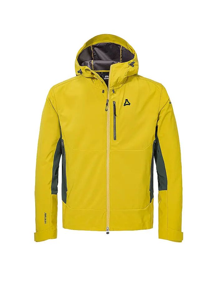 Schöffel Giacca softshell da uomo per escursioni Milagle con cappuccio oro