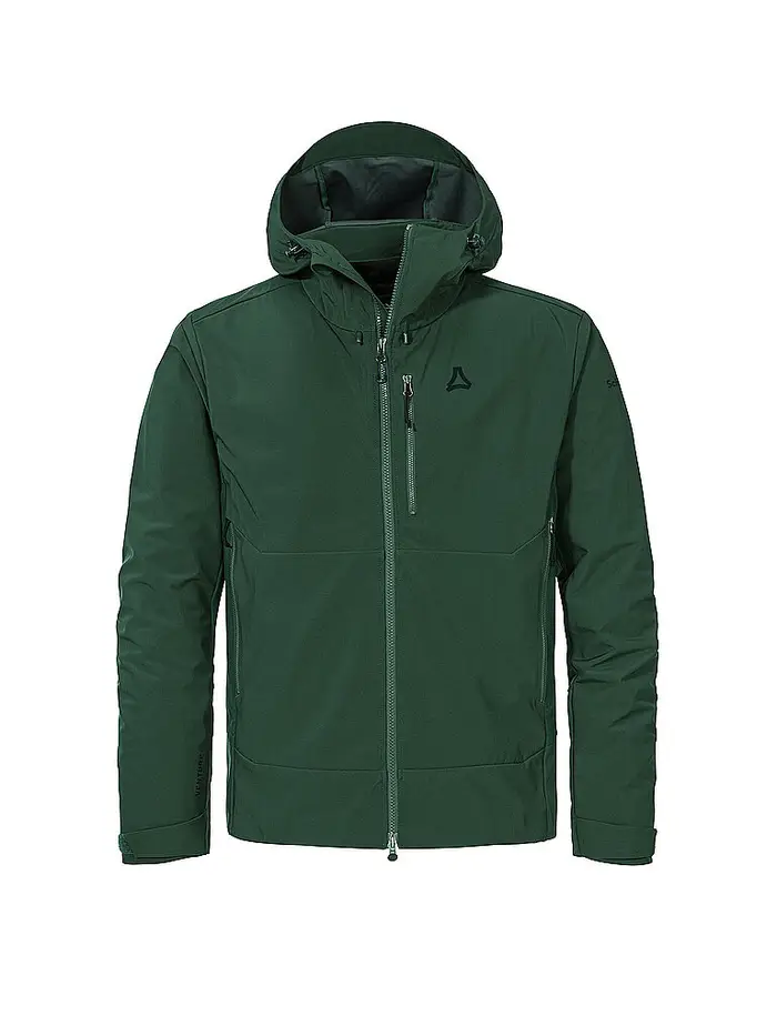Schöffel Giacca softshell da uomo per escursioni Milagle con cappuccio verde scuro