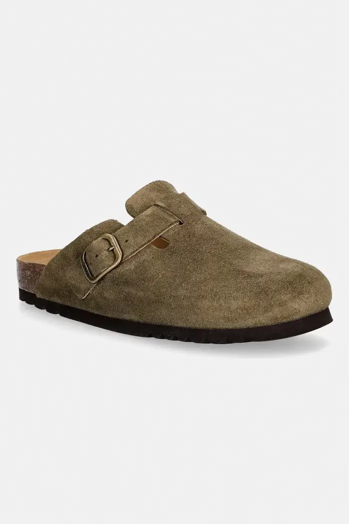 Scholl ciabatte slide con le dita coperte da donna in scamoscio FAE Verde