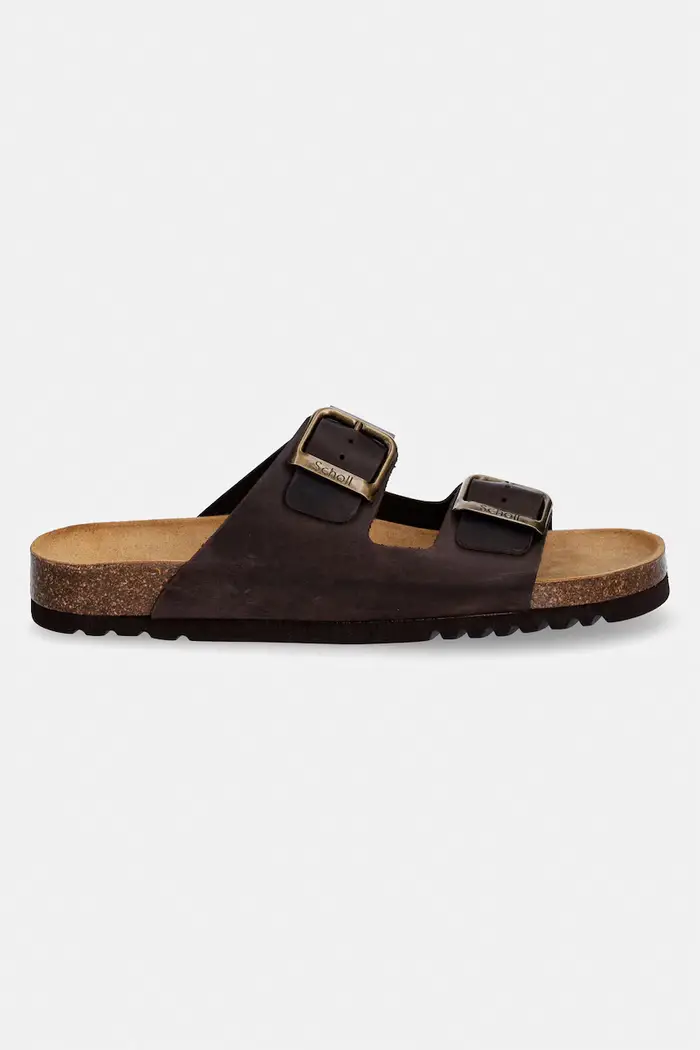 Scholl ciabatte slide da uomo in pelle JULIEN Marrone