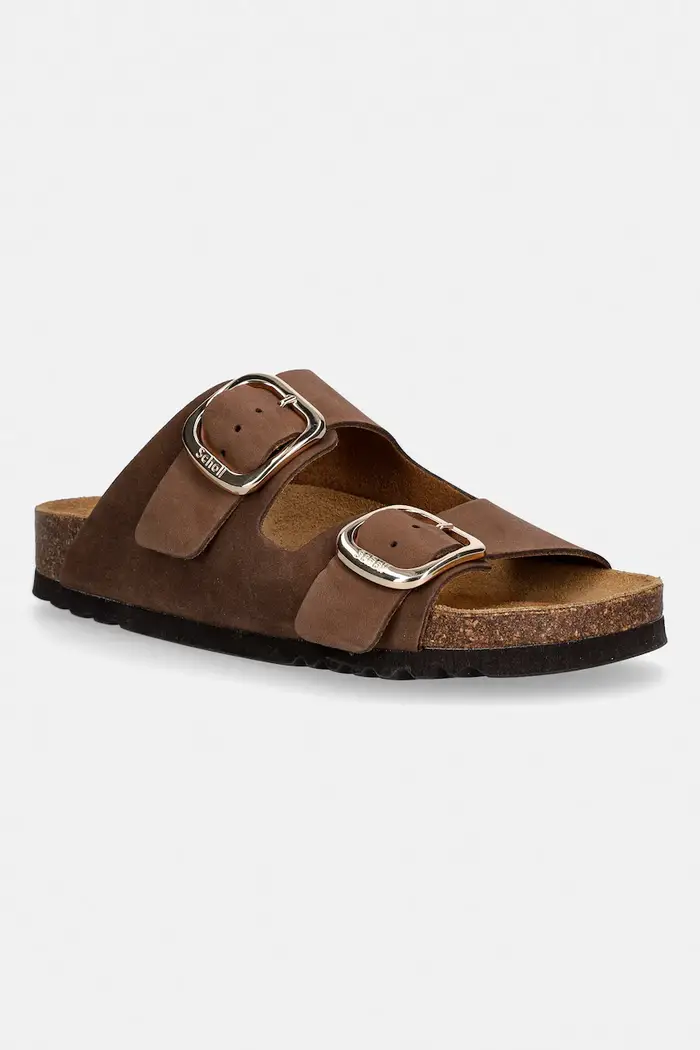 Scholl ciabatte slide in camoscio NOELLE Marrone