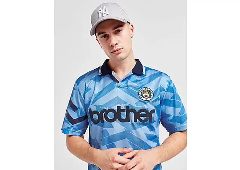 Score Draw Manchester City FC '92 Home Retro Shirt, Blu