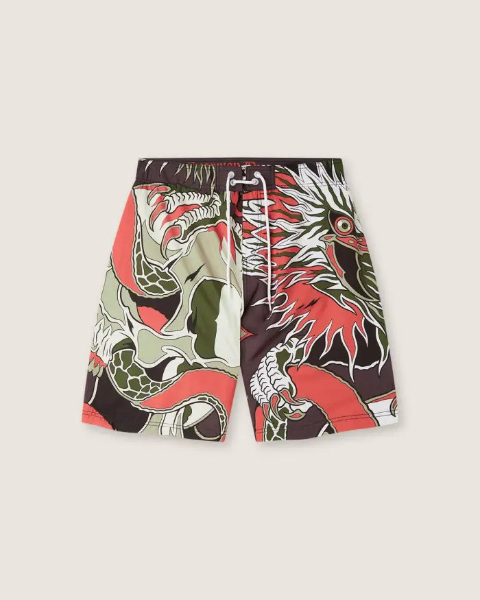 Scorpion Bay Costume board short stampato "Hasta 1987" uomo Rosso