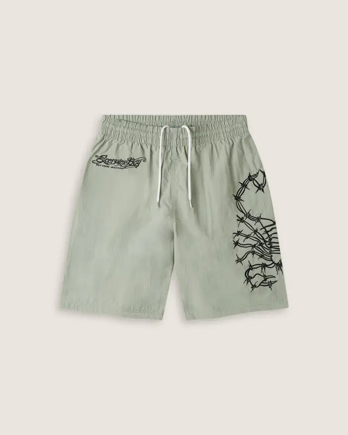 Scorpion Bay Costume jam con ricami e stampa water sensitive "Scorpion Symbols" uomo Verde salvia