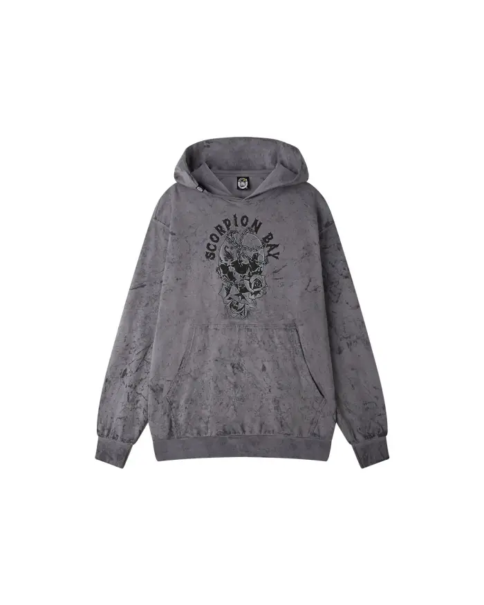 Felpa con cappuccio dirty "Chained Skull & Roses" uomo Grigio antracite