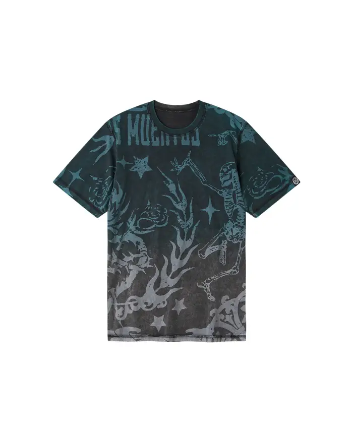 T-Shirt stampata Double Face "El Dia De Los Muertos" uomo Verde petrolio