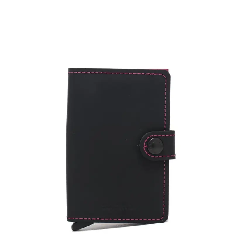 Secrid miniwallet matte in pelle opaca nera e fuxia