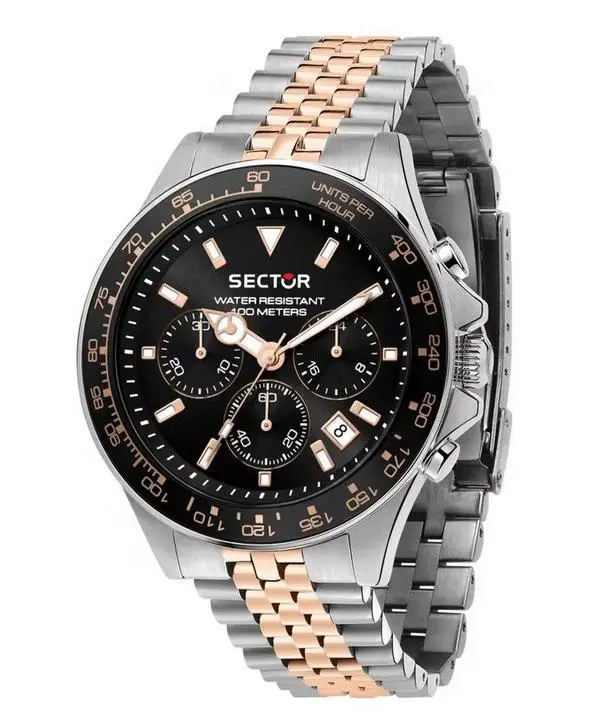 Sector Orologio da uomo 230 Cronografo Bicolore Acciaio Inossidabile Quadrante Nero Quarzo R3273661031 100M nero