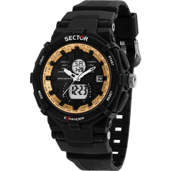 Orologio da Uomo Sector Ex-09 Cinturino in Silicone Quadrante Nero Quarzo R3251296004 nero
