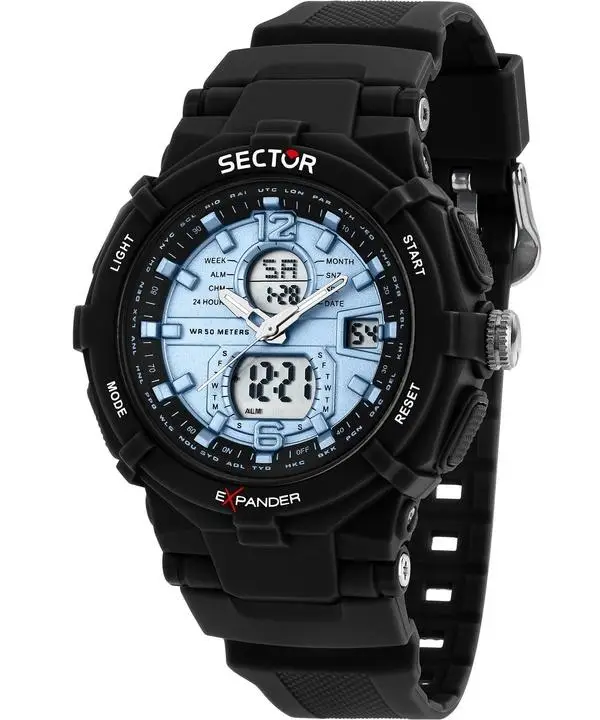Sector Orologio da uomo Ex-09 con cinturino in silicone, quadrante blu, movimento al quarzo R3251296001