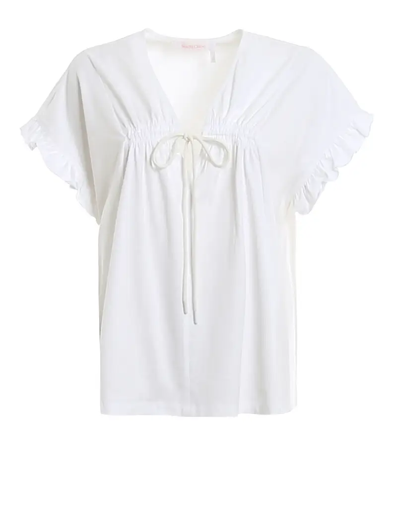 See by Chloé Blusa in jersey con laccio Bianco
