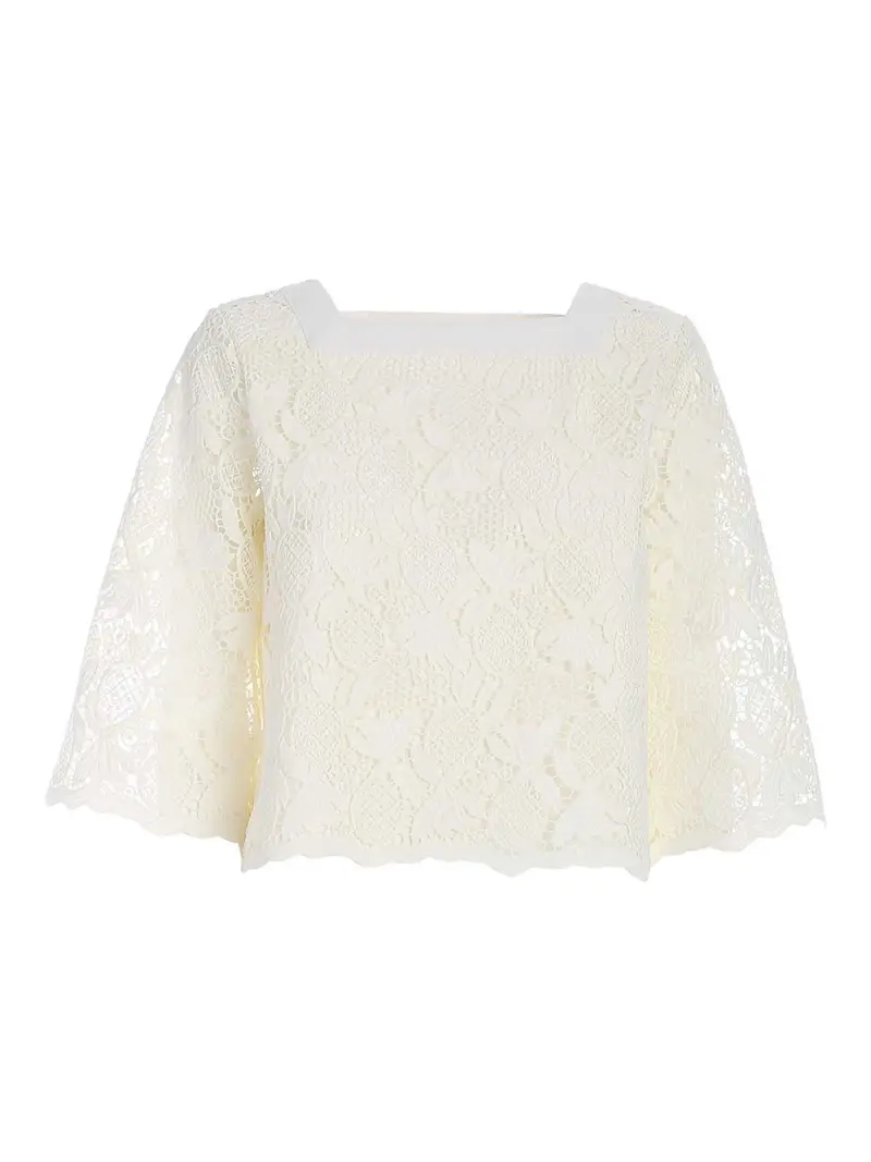 See by Chloé Blusa in pizzo color avorio Bianco
