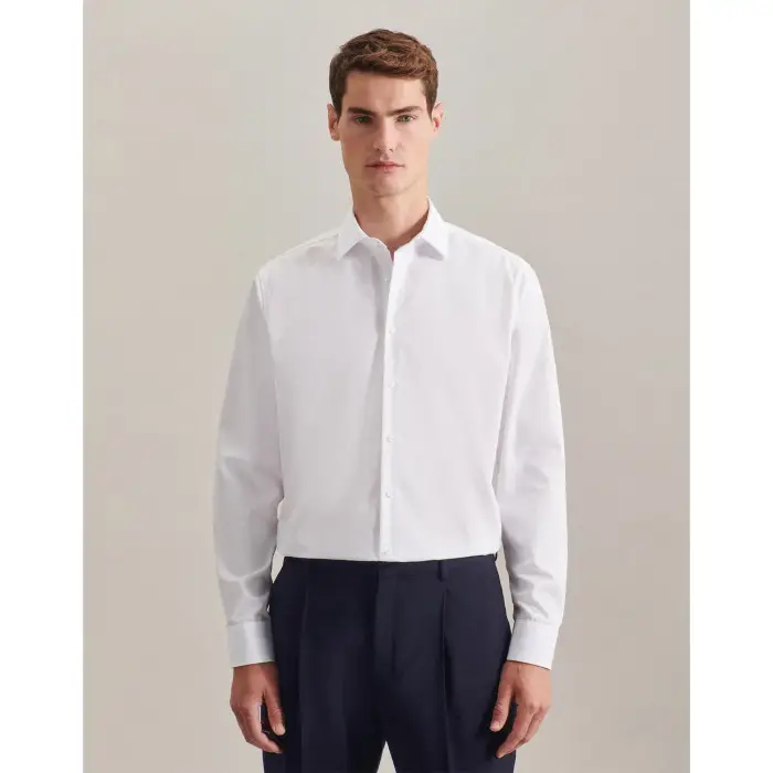 seidensticker Camicia Shaped Fit Business Kent Blanc