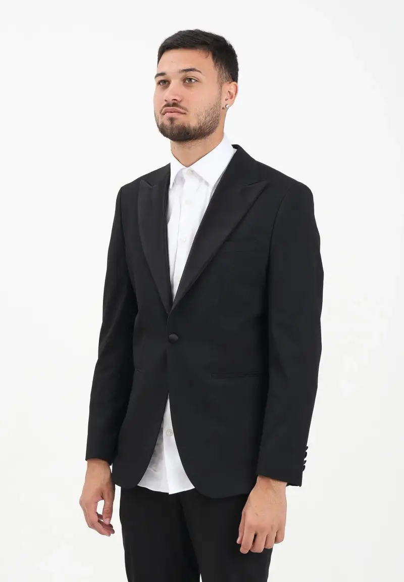 Selected Homme Giacca nera da uomo con collo in raso