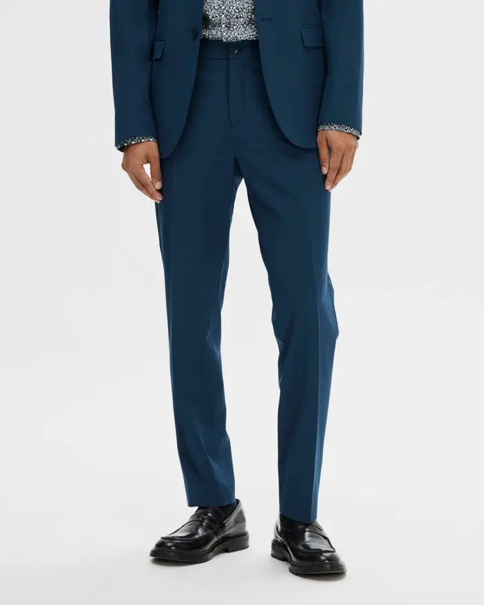 Pantaloni slim blu indaco in tela di misto viscosa stretch