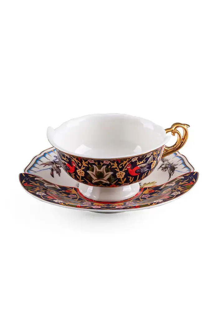 Seletti tazza da caffè con sottotazza in porcellana 15 x 10,8 x 8 cm Multicolore