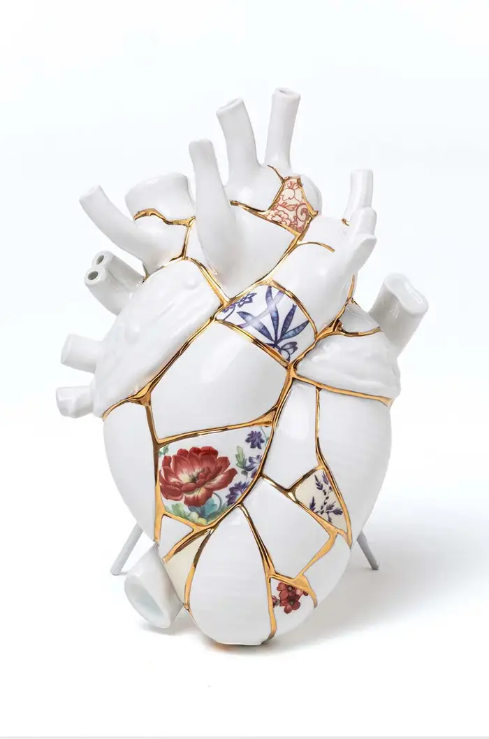 Seletti vaso decorativo Love in Bloom Kintsugi Bianco