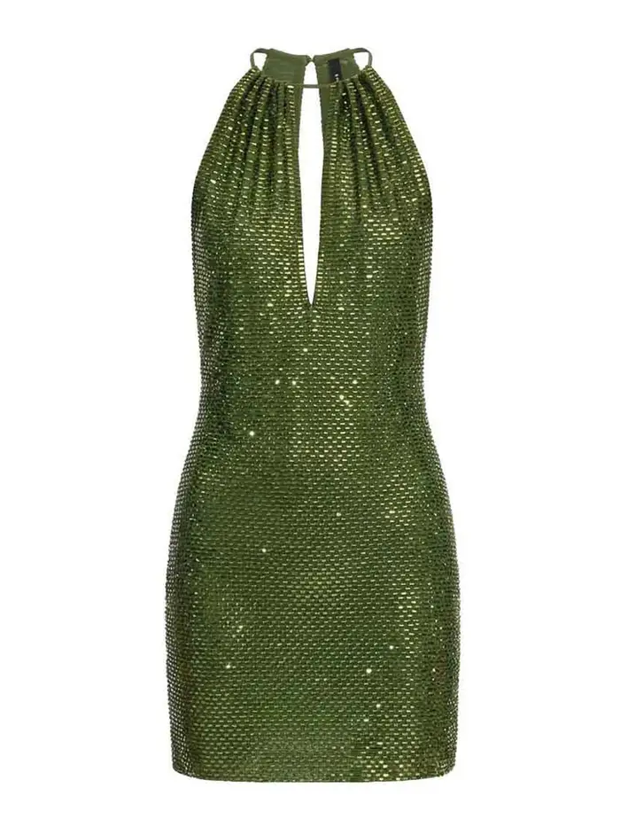 MiniVestito con strass Verde