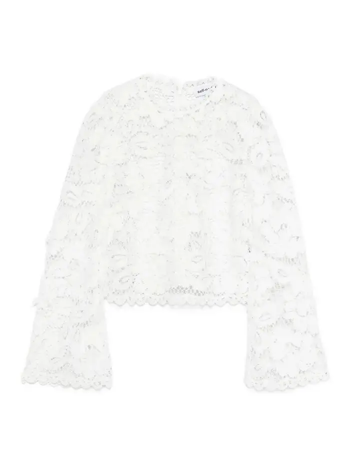 Self Portrait Top in pizzo all uncinetto Bianco