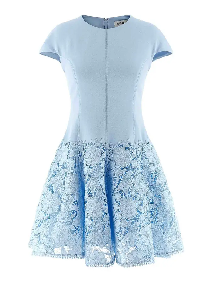 Self Portrait Vestito in pizzo crpe blu Azzurro
