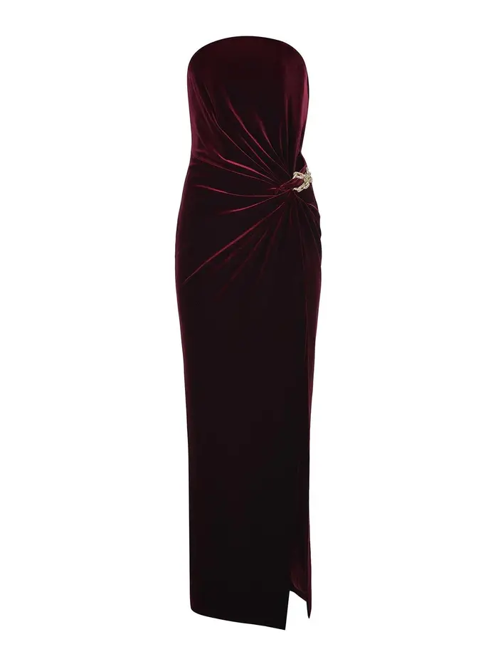 Vestito In Velluto Bordeaux