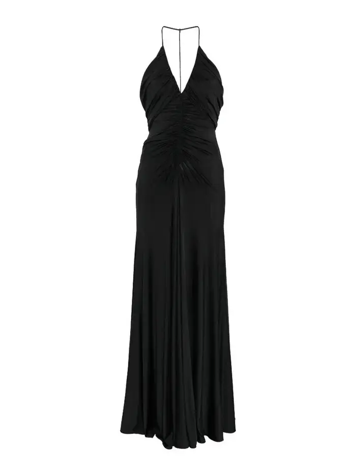 Vestito maxi arricciato in jersey Nero