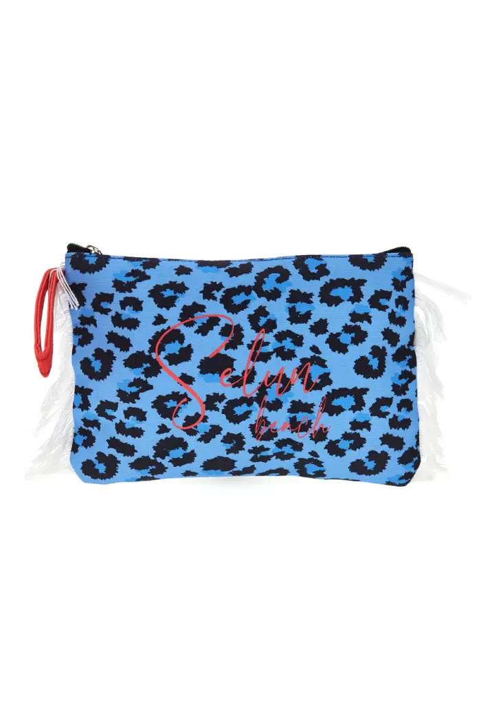 Pochette Mare Blu con Stampa Animalier Selun beach 261005 [BLU]
