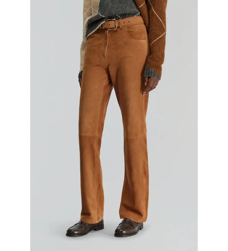 Semicouture per donna. Y5WT30 Pantaloni grigi Elsa, Marrone, Casual, Camoscio Pelle