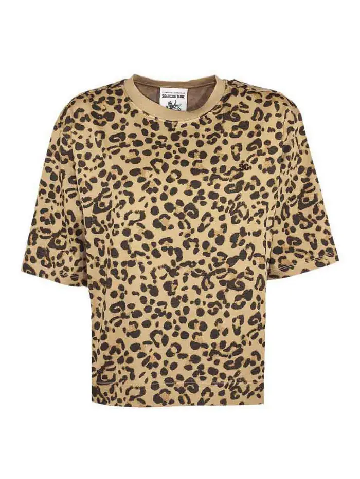Semicouture T-shirt girocollo in cotone Multicolore