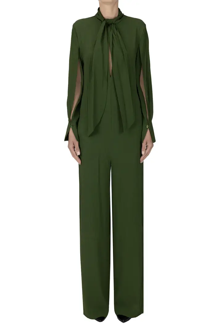 Semicouture Tuta in crepè Verde oliva