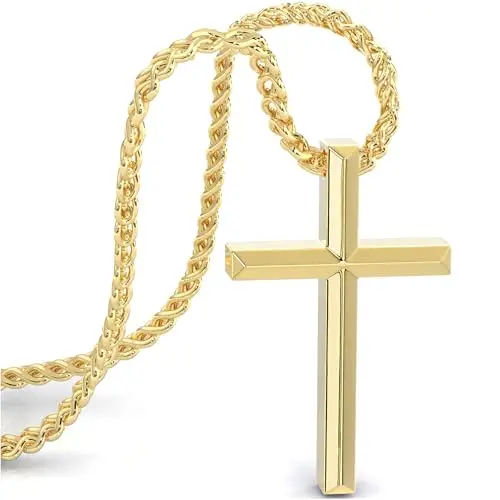 SERASAR Catena in Oro Croce da Uomo - a 60cm con Cristiana del Crocifisso Natale Regalo di Nozze