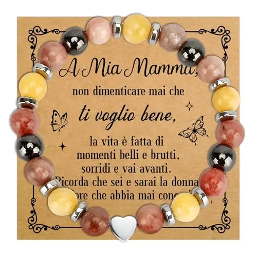 SereneGLow Festa della Mamma Idee Regalo Mamma Compleanno Bracciale Pietre Naturali Regalo per Mamma Natale Regali