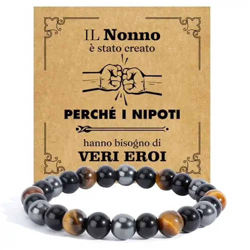 SereneGLow Regalo Nonno Compleanno Bracciale Pietre Naturali Festa del Papa Idee Regalo Nonno e Nipote Regali Nonni