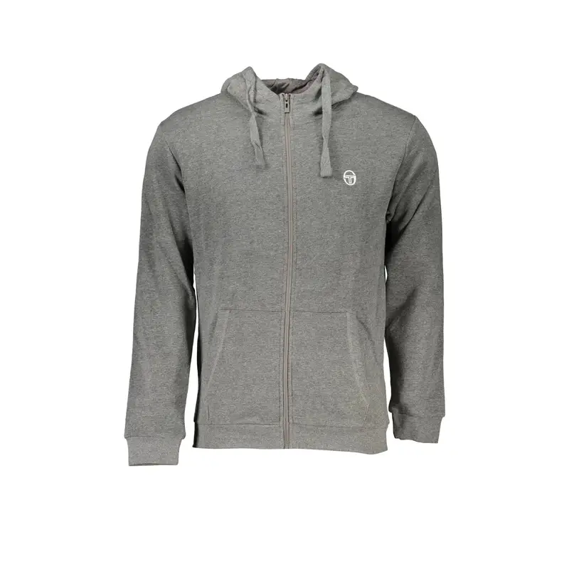 Sergio Tacchini Felpa Uomo Grigia Zip Cappuccio Felpata Logo Grigio