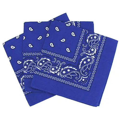 Laciteinterdite Set di 3 bandane Paisley blu reale, foulard in cotone con motivo cashmire, vendute in confezione da 3