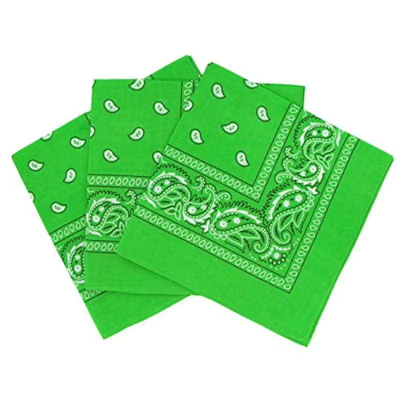 Laciteinterdite Set di 3 bandane Paisley verde chiaro, foulard in cotone con motivo cashmire, vendute in confezione da 3