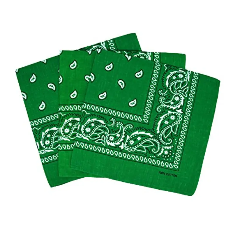 Laciteinterdite Set di 3 bandane Paisley verde scuro, foulard in cotone con motivo cashmire, vendute in confezione da 3