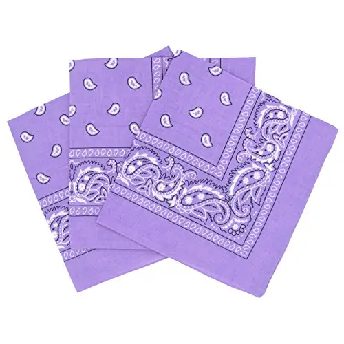 Laciteinterdite Set di 3 bandane Paisley viola, foulard in cotone con motivo cashmire, vendute in confezione da 3