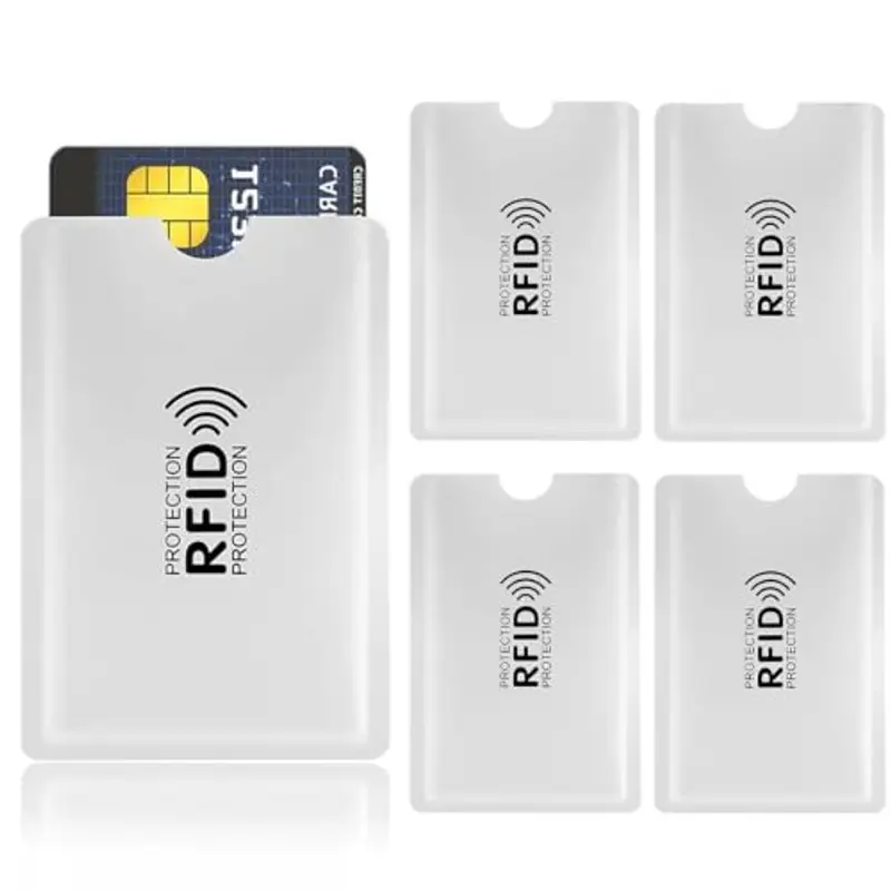 WJRQD Set di 5 Custodie Blocco RFID per protezione carte di credito. Antifurto con schermatura RFID per carte contactless. Porta bancomat
