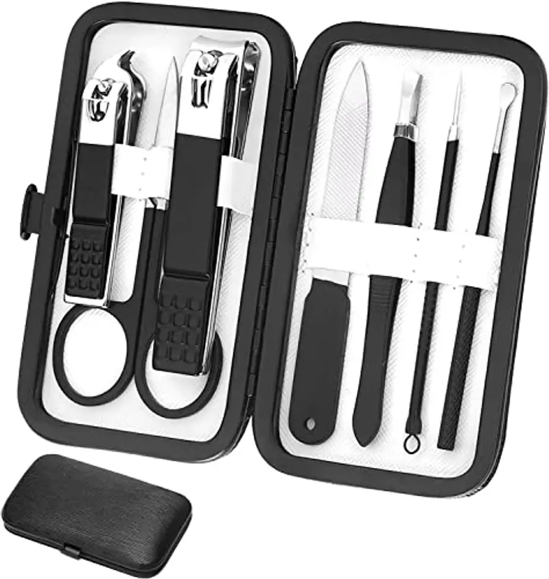 Aceoce Set manicure per la cura personale del chiodo Kit 8 pezzi in acciaio inox Kit per la cura della cura della manicure con lussuosa