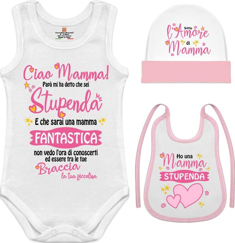 corredino neonato AMORE DI MAMMA Set Neonato 3 Pezzi
