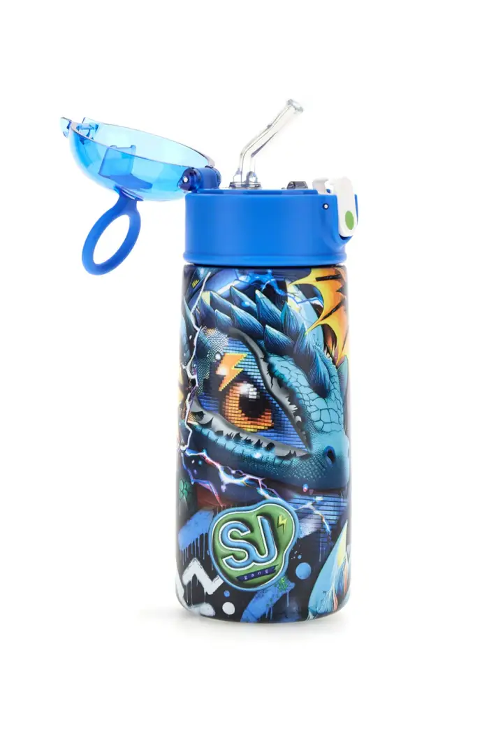 Borraccia termica blu con cannuccia SJ Gang Dinosauro [BLU]