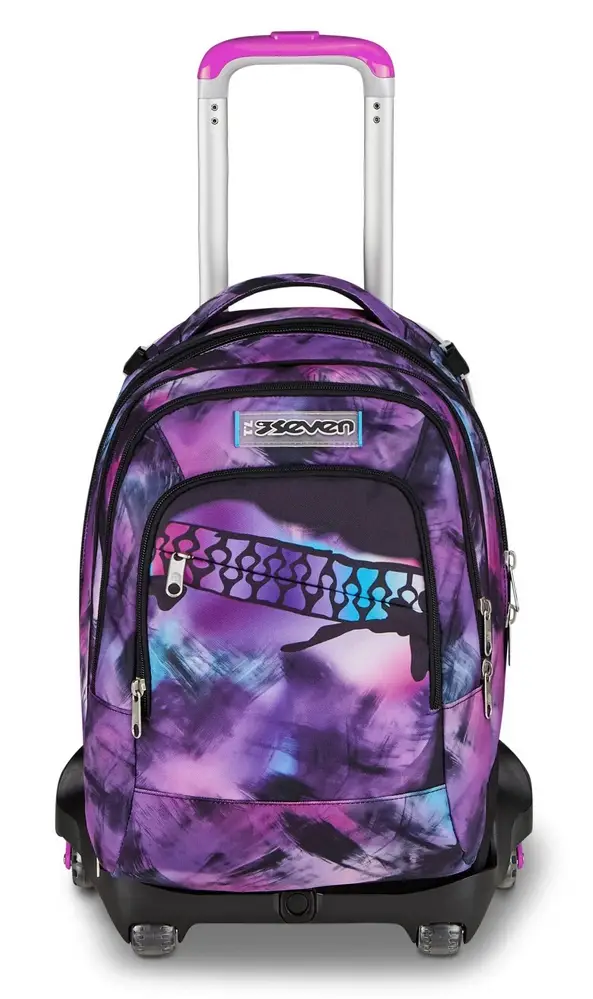 Seven Trolley scuola Jack 8 ruote Detach Pink Fusion