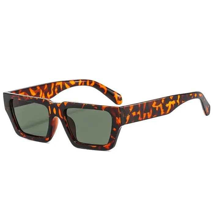 SO&EI Fashion Small Rettangolo Jelly Grey Occhiali da sole Donna Shades UV400 Occhiali da sole da uomo leopardati quadrati retrò