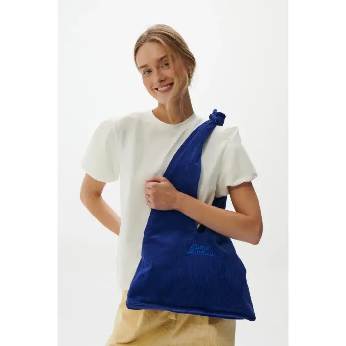 Borsa tote in velluto donna She is Sunday Nordic Bleu