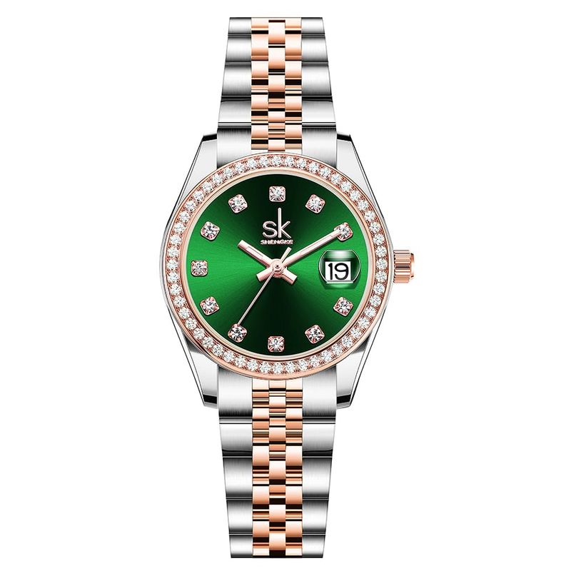 SHENGKE Orologio Donna Acciaio Verde Rosato